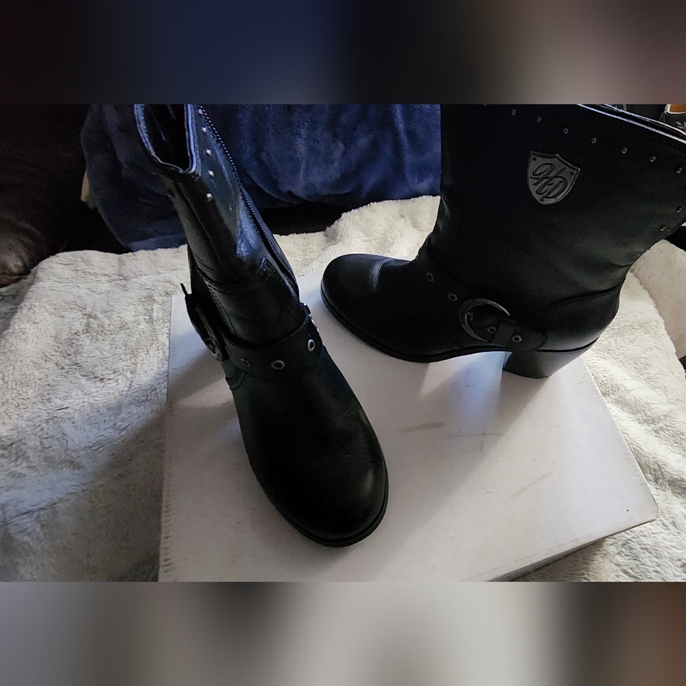 Harley-Davidson Black Leather Moto Boots